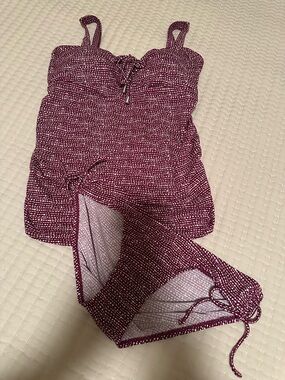 Motherhood Maternity Two Piece Swimsuit Polka Dot Tankini Set Size M